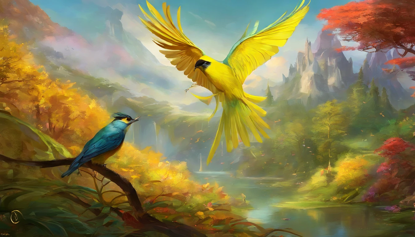 The Brave Great Kiskadee Against the Menacing Hawk
In a lush forest where tall trees touched the sky and streams sang gentle melodies, there lived a small great kiskadee bird named Valente. He was known for his bright yellow plumage and courageous heart.