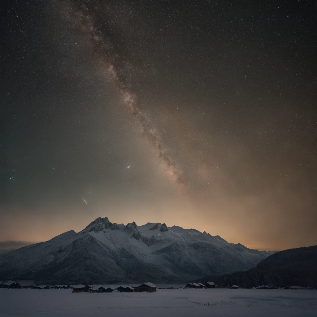 Master Parts、Superior Quality、superior image quality、The 8k quality、Beautiful pictures of the starry sky、magnifica、Snowy Alps:1.9、Arched Milky Way:1.9