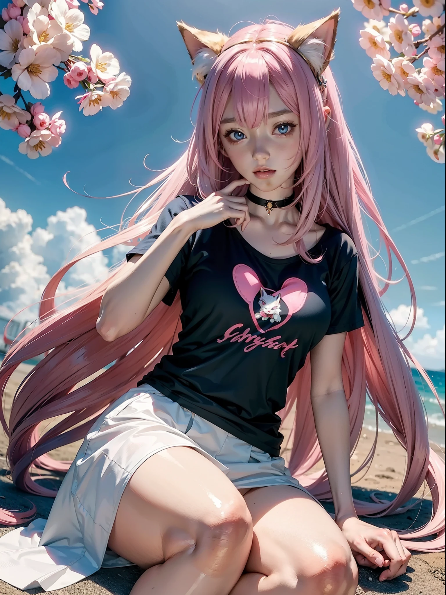 anime girl with long pink hair holding a white rabbit, cute anime waifu in a nice dress, anime art wallpaper 8 k, anime wallaper, anime style 4 k, anime art wallpaper 4 k, anime art wallpaper 4k, beautiful anime style, beautiful anime girl, anime girl with long hair, very beautiful anime cat girl, cute anime girl, anime wallpaper 4k, ((half naked, open t-shirt))
