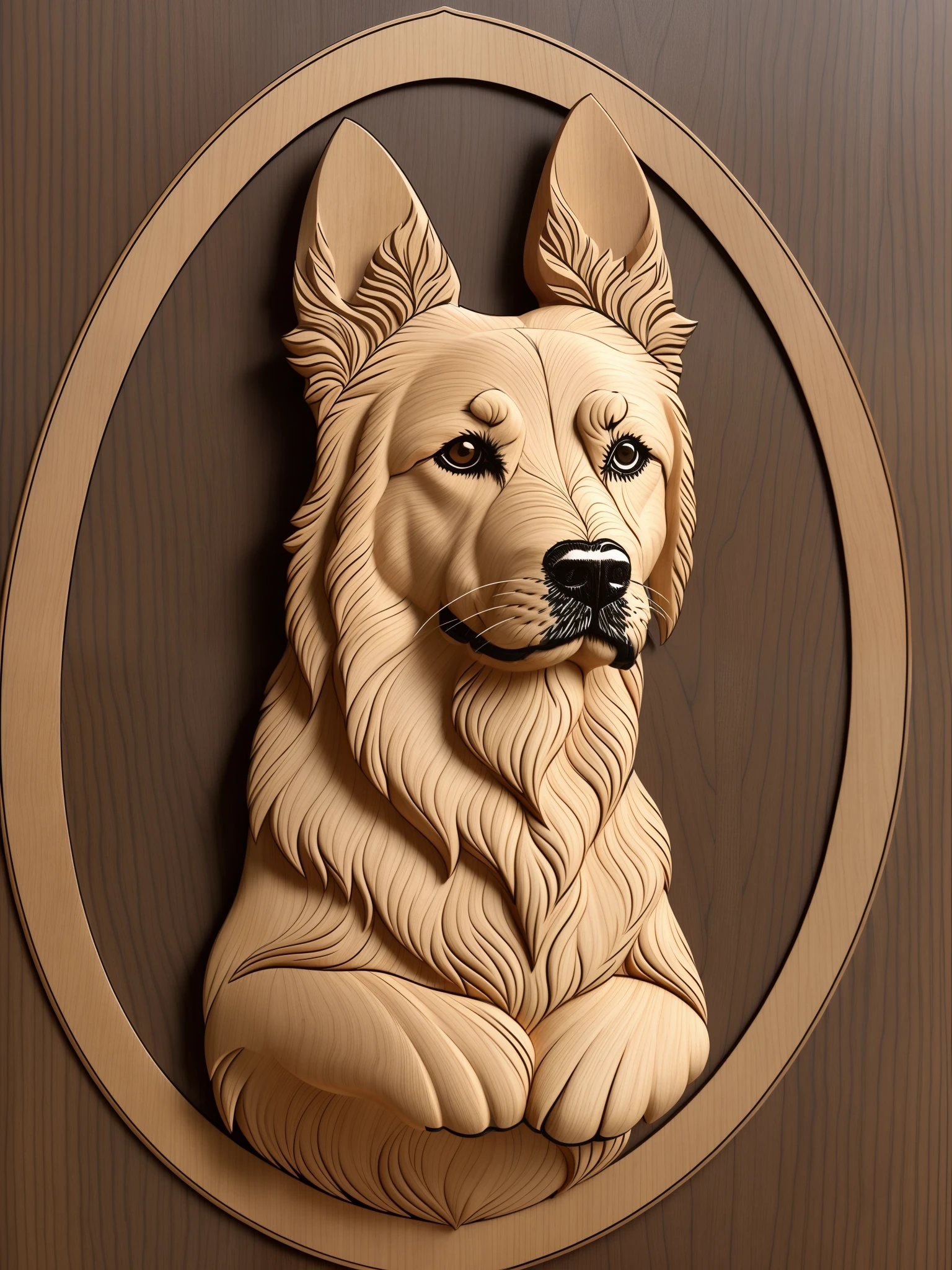 a dog, in the style of intricate woodwork, intricate minimalism, bentwood, detailed realism, intricate cut- outs --auto --s2