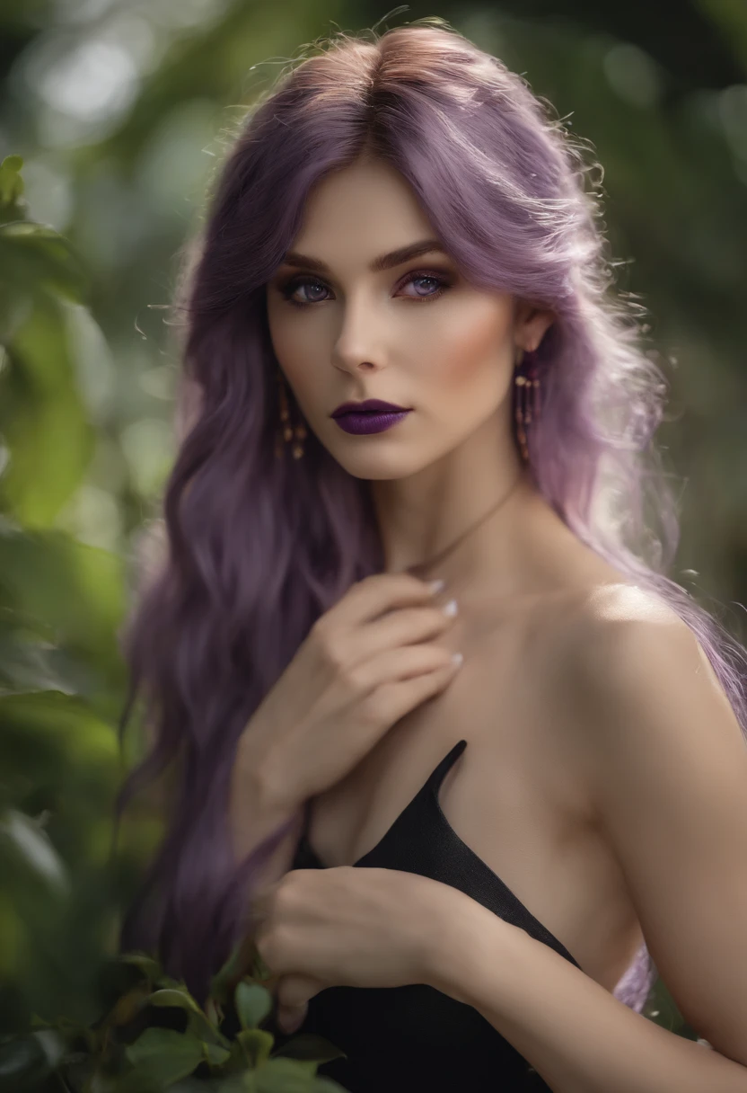(best quality,32k,16k,8k,4k,super fine face:1.2,highres:1.2),small mouth, lip biting makeup, effeminate, purple hair, purple eyes, ultra-detailed, perfect, portrait
