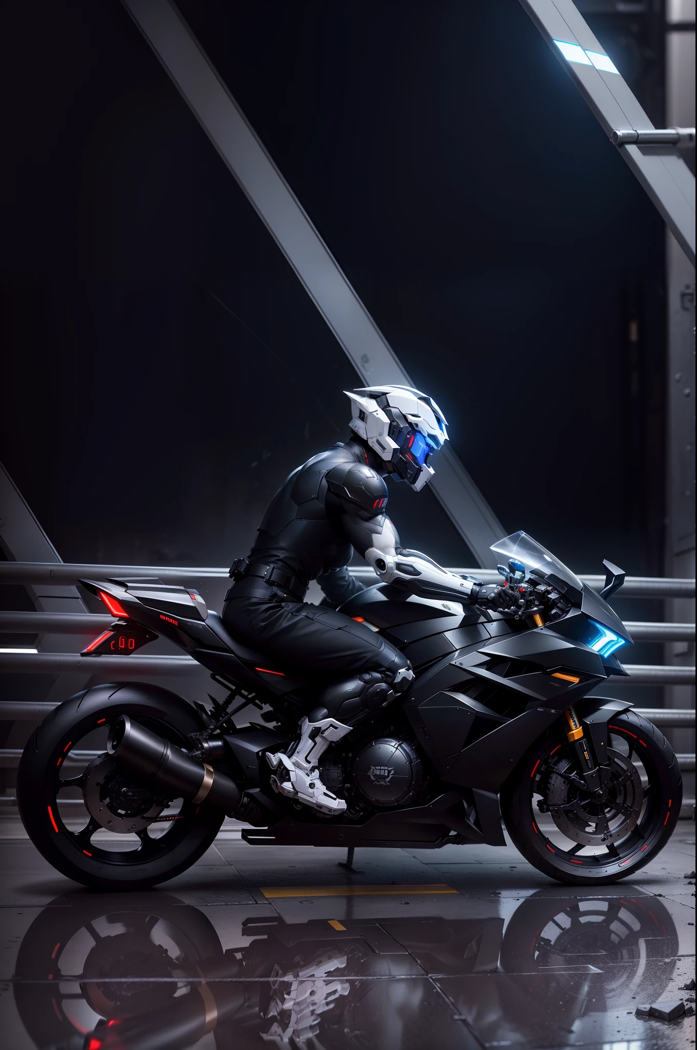 Sexy cyberpunk female knight,Black mech costume,Sophisticated white tech helmet,Nousr, Biomechanicals, MSHN Robot Woman,High-tech helmet,hyper realisitc, Steel, Complex design, insanely details, finely detailled, Extremely clear lines, cinmatic lighting, photograph realistic, A detailed masterpiece