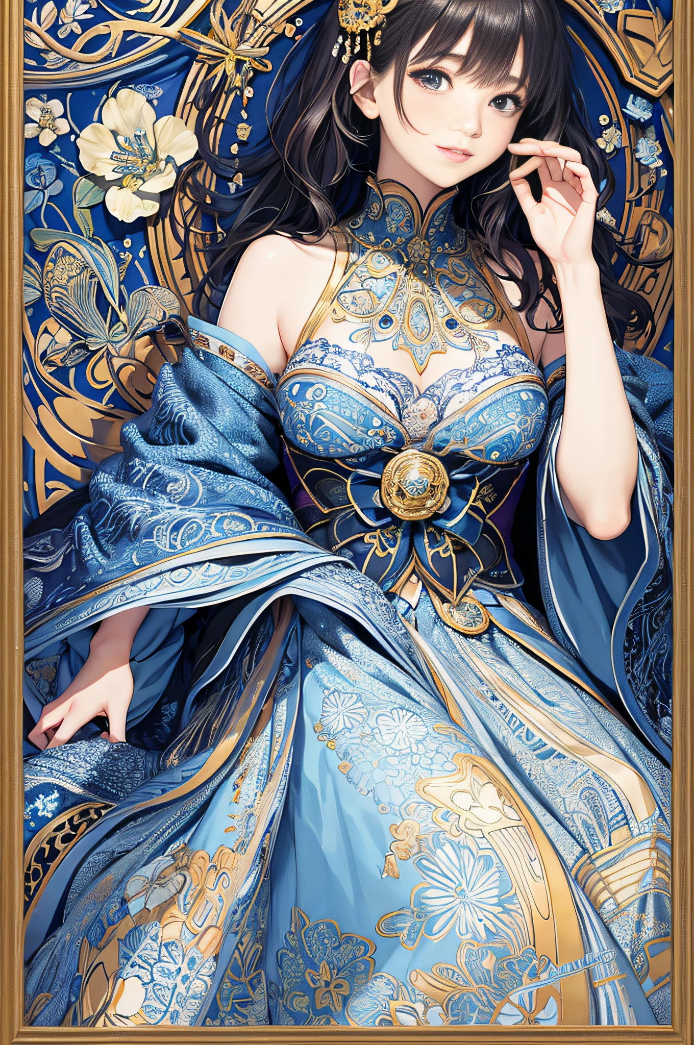 (masterpiece, top quality, best quality, official art, beautiful and aesthetic: 1.2), (1girl: 1.3), very detailed, (fractal art: 1.1), (color: 1.1) (flowers: 1.3), (by Yuko Higuchi:1.4), Higuchi Yuko,(by Yoh:1.2),(lineart),line drawing,pen drawing,zentangle,(tattoo pattern:1.2),(Intricate lines),(masterpiece),(best quality:1.1), (ultra-detailed),best illustration,finely detail,hand drawn high quality,High contrast,(clean lines:1.3),ligne claire,(Portrait),(extremely close-up:1.1),1 girl,solo,A girl is surrounded by blue mushrooms,(Intricate details:1.3),(detailed background:1.2),(colored background:1.1),sketch,Intricate details,High Resolution, happy smile, space opera, stars