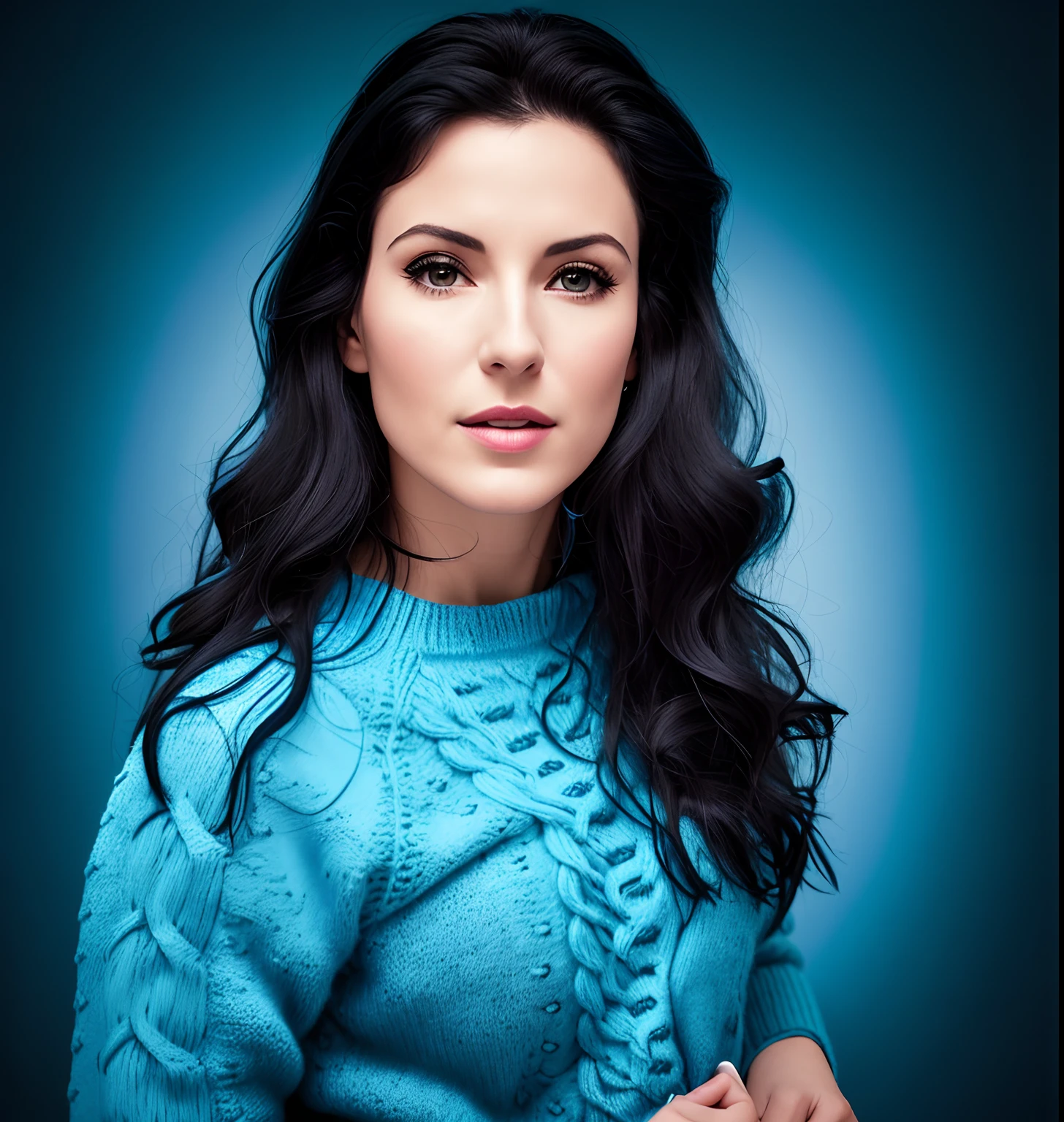 arafed woman in a blue sweater holding a cell phone, inspired by Adrienn Henczné Deák, green sweater, full product shot, cait miers, commercial photo, inspired by Lili Árkayné Sztehló, promotional picture, headshot profile picture, swirling around, headshot photo, promo image, valentina remenar
