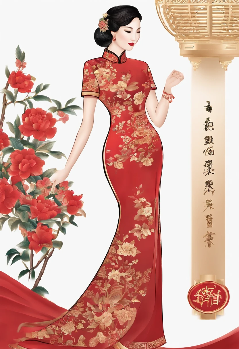 I want to design a logo。The trademark should be simple，And the word Nana should be included。Design the letter "N" to be slightly elongated，In a slim form that reflects the cheongsam，And "a" can be more rounded。 Consider placing "Nana" below or next to the outline of the cheongsam，Ensure tight integration with graphic elements。 Color Palette: Consider using classic red and black，Red represents Chinese culture，Black provides contrast between text and outlines。 Can be in some details(Such as letters or cheongsam buttons)Gold accents are introduced，Add a touch of luxury。