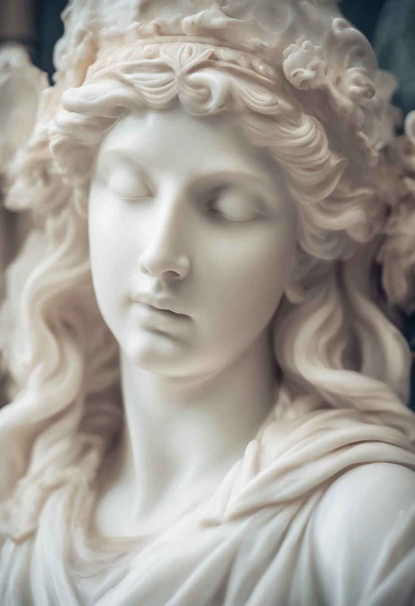 Photo of a white marble statue with the face turned away from a Roman woman