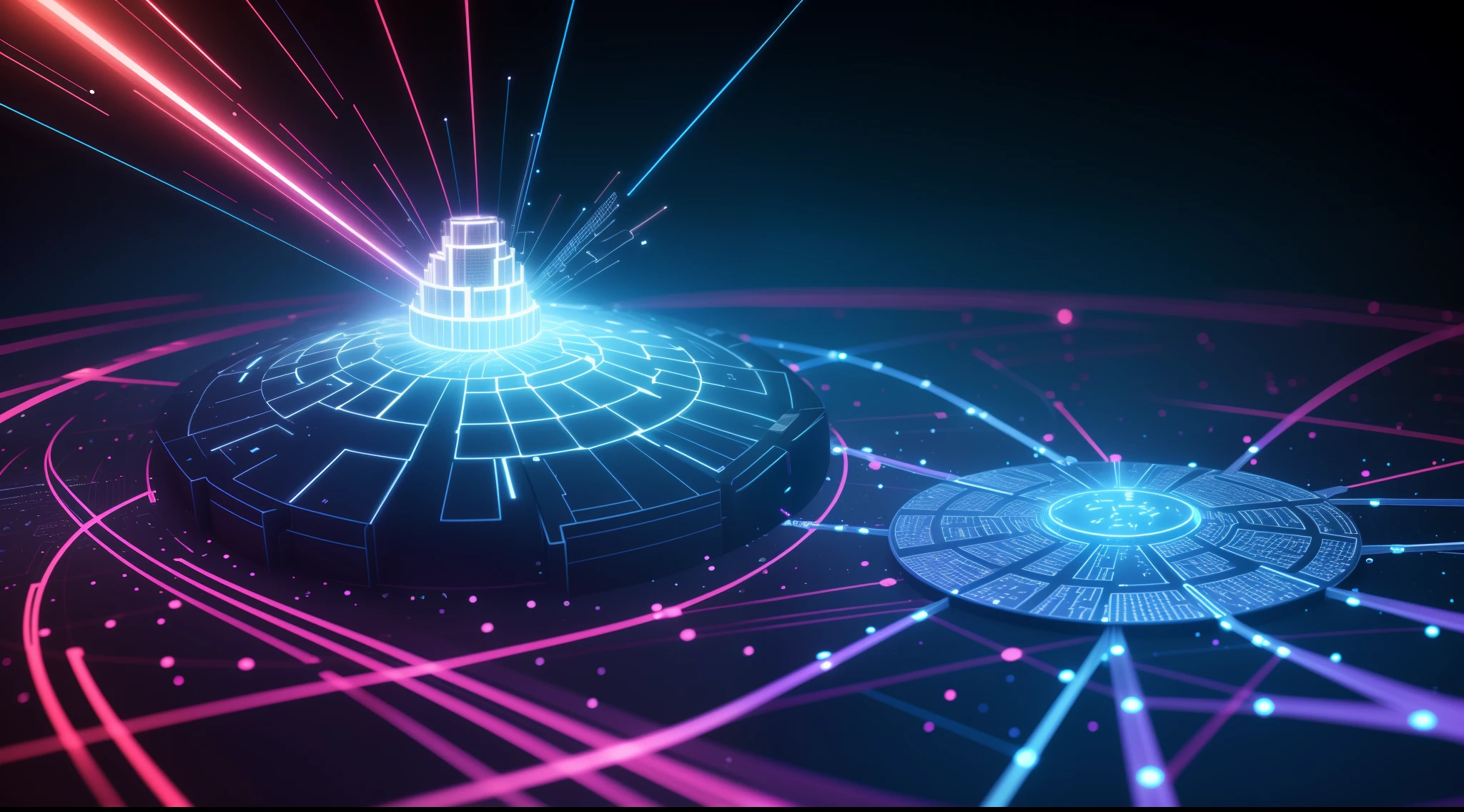 Digital cyberspace with particles and Digital data network connections concept.