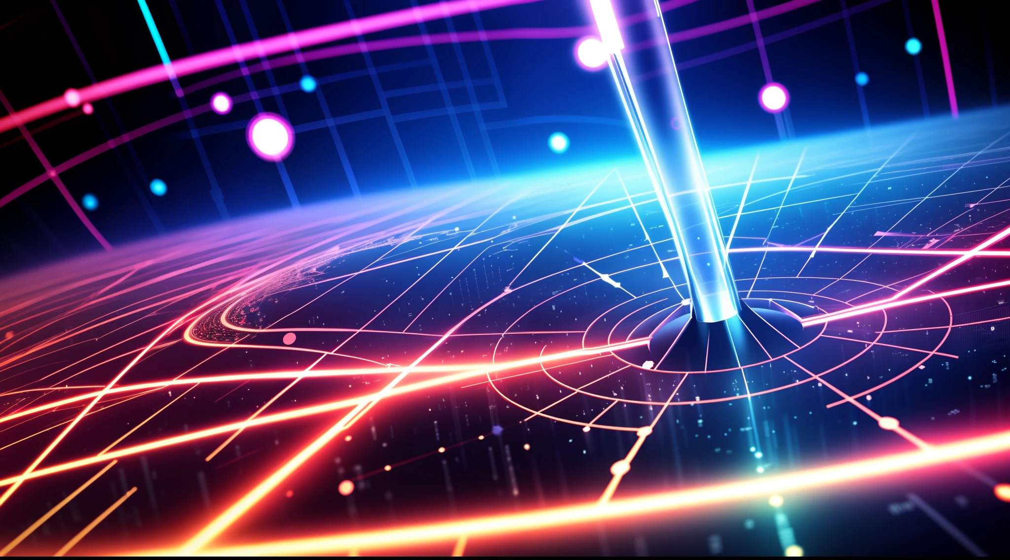 Digital cyberspace with particles and Digital data network connections concept.