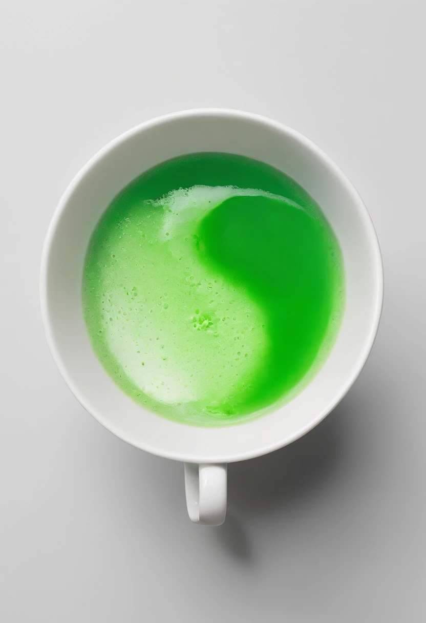 Cup with a bright green liquid