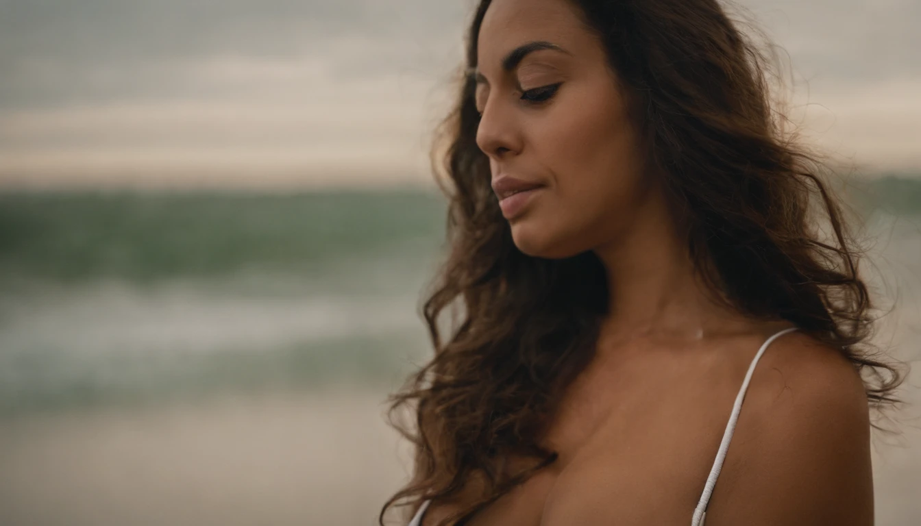 Loira, 23 anos, sedutora, olhos verdes,  totalmente nua, sem calcinha, de pernas abertas, vagina on display, leaning back on the beach lounger seducing me with her gaze