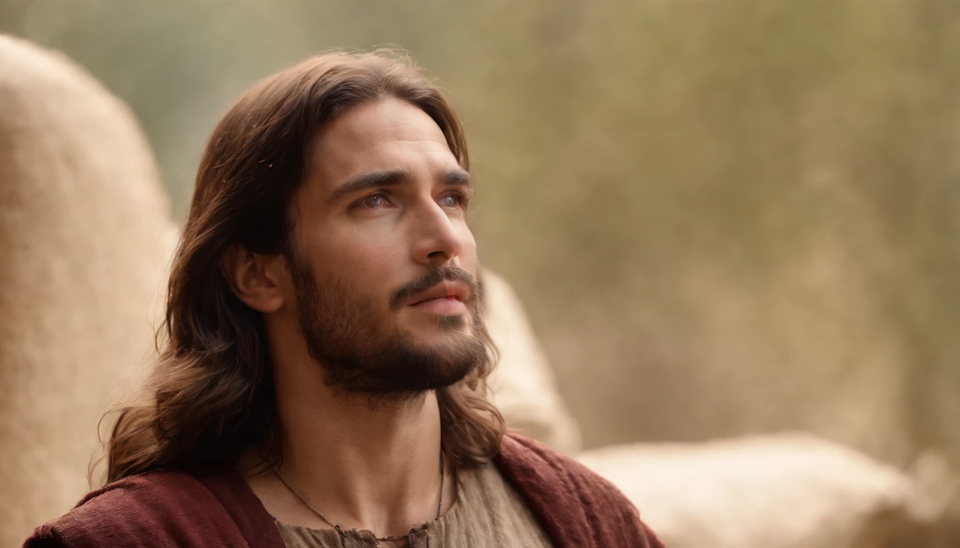 scene from the movie Jesus Christ The Passion of Christ The Resurrection in Paradise in Heaven, Cara detallada, Cuerpo detallado, (Obra maestra: 1.5) (fotorrealista: 1.5) (Bokeh) (La mejor calidad) (en el cielo) (Detalles intrincados) (8k) (HDR) (Gradient film) (Canon D5) (cinematic lighting) (foco nítido) (kinematics)