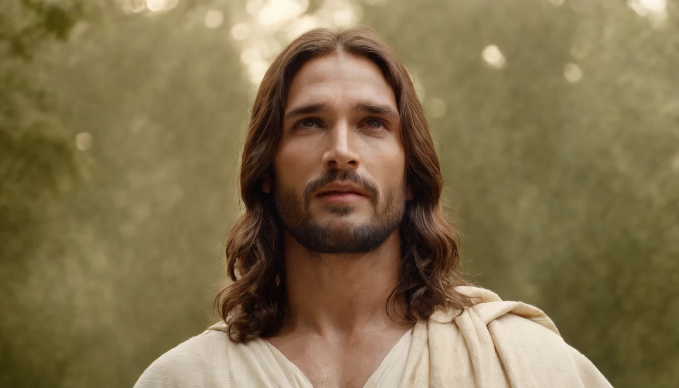 scene from the movie Jesus Christ The Passion of Christ The Resurrection in Paradise in Heaven, Detailed Face, Detailed Body, (Masterpiece: 1.5) (Photorealistic: 1.5) (Bokeh) (Best quality) (In the sky) (Intricate details) (8k) (HDR) (Gradient movie) (Canon D5) (Cinematic lighting) (Sharp focus) (Cinematics)