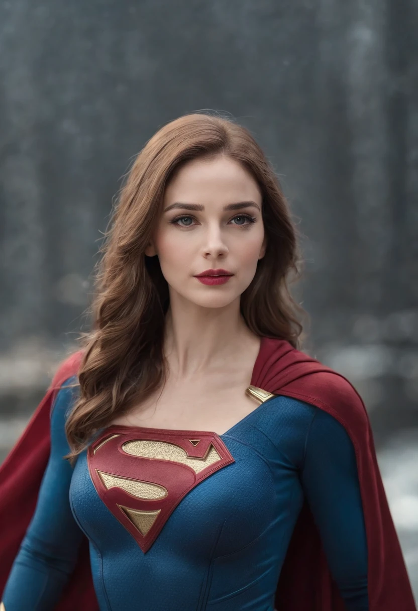 girl,1 person,Ultra-clear face,Body parts,8k wallpaper,big breasts beautiful,Highest HD,realisticlying,Full body photo,dynamicposes,Wearing a Superman suit,Blue and red,Supergirl,,Skin details HD,tightsuit