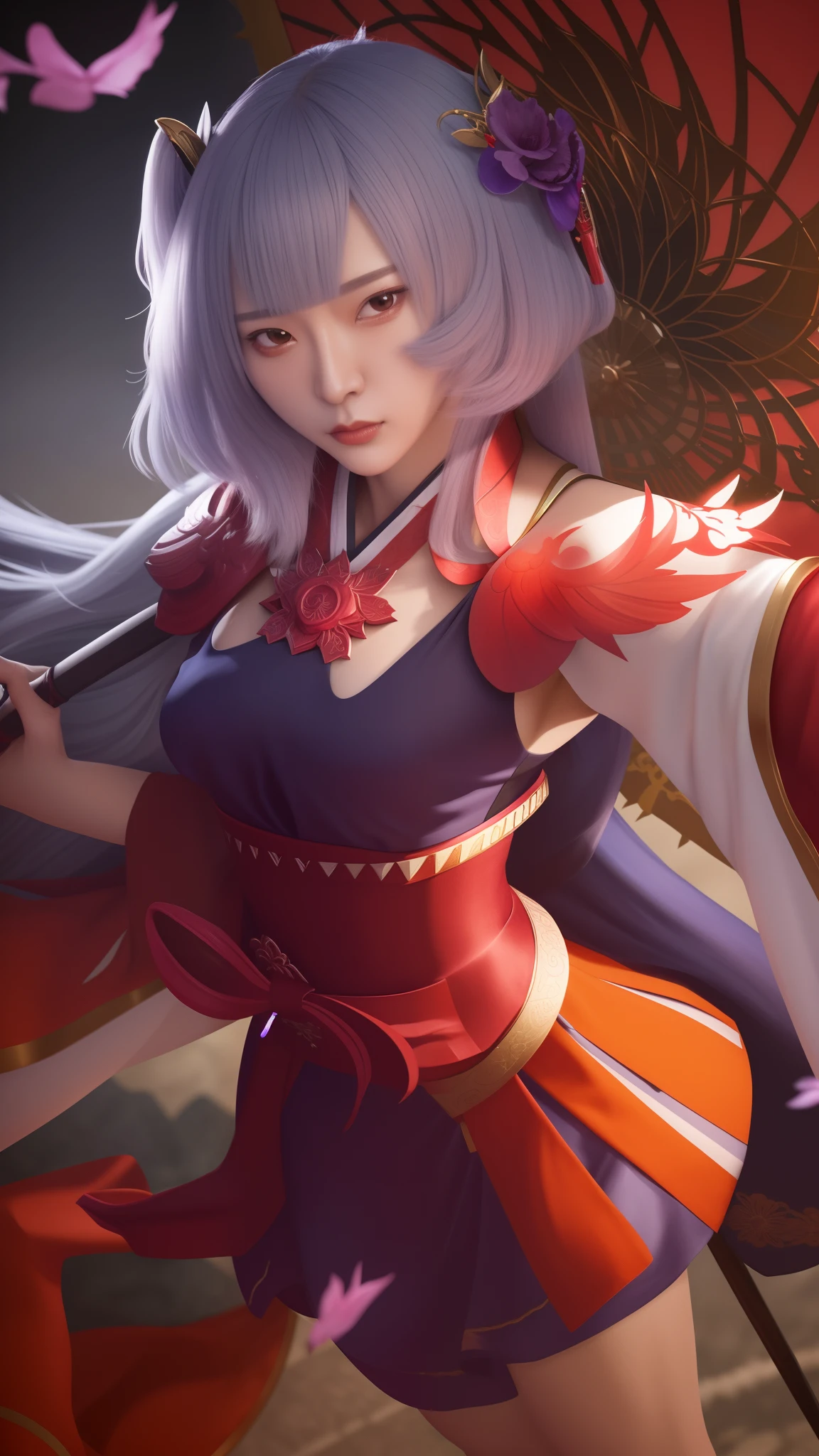 a close up of a woman in a dress holding a sword, onmyoji portrait, onmyoji detailed,8k, hyperrealistic