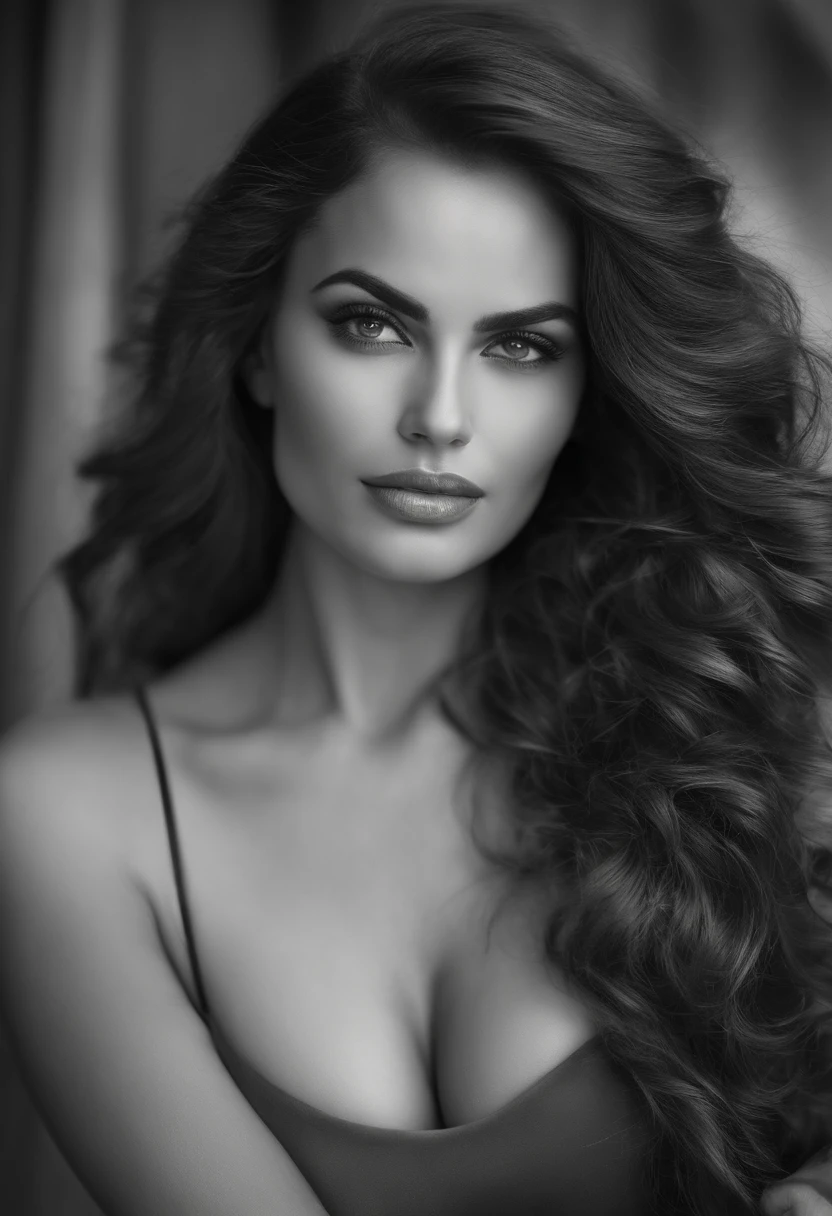 Beautiful woman, cabelos tingidos, roupas de couro sexy, seios longos, corpo inteiro, olhos perfeitos, (((((seios ridiculamente grandes))), (seios ridiculamente enormes: 1.5), (((Seios enormes)), Realistic details, fechar, retrato