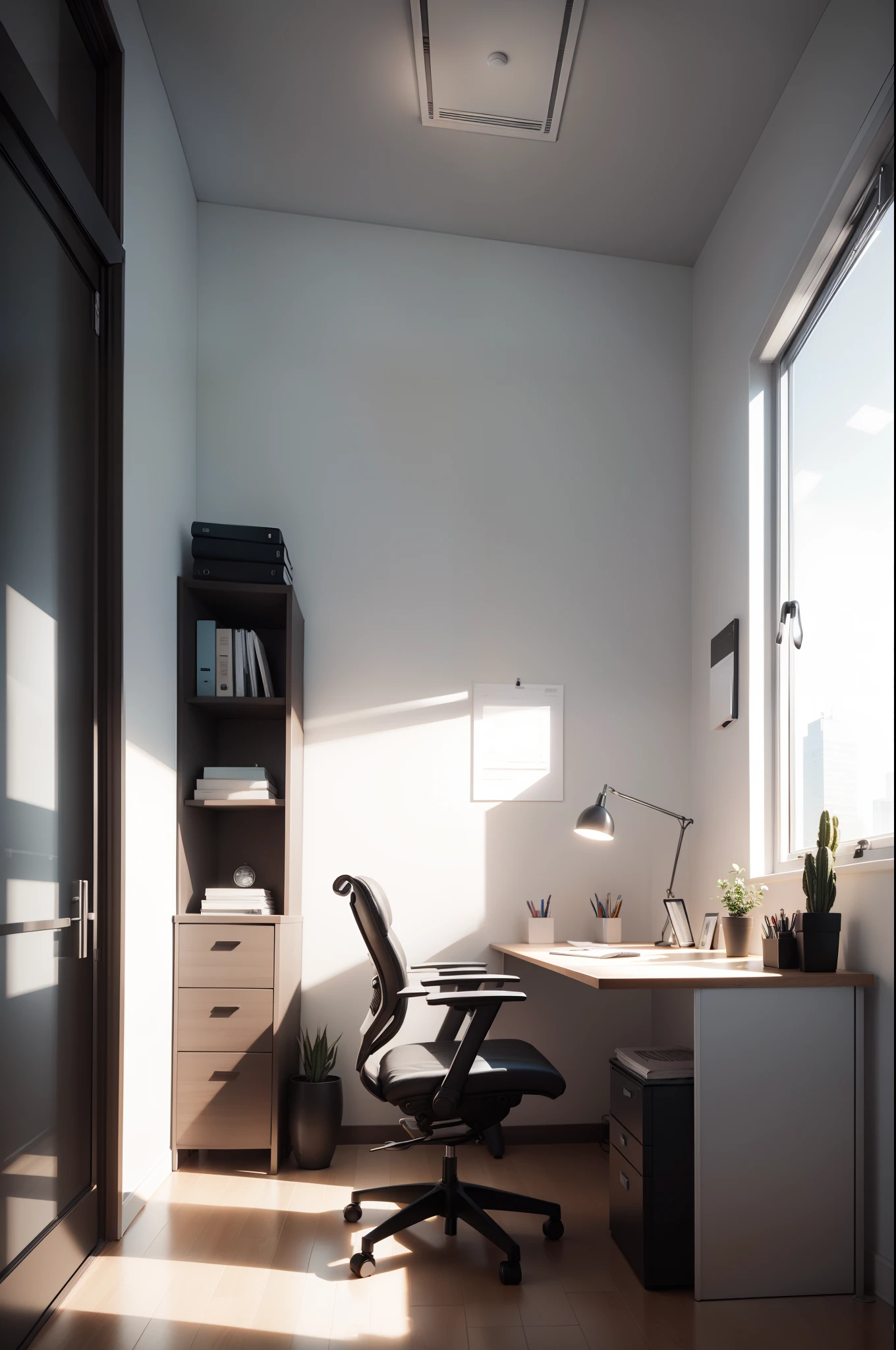 Create a beautiful minimalist office room full hd detailed