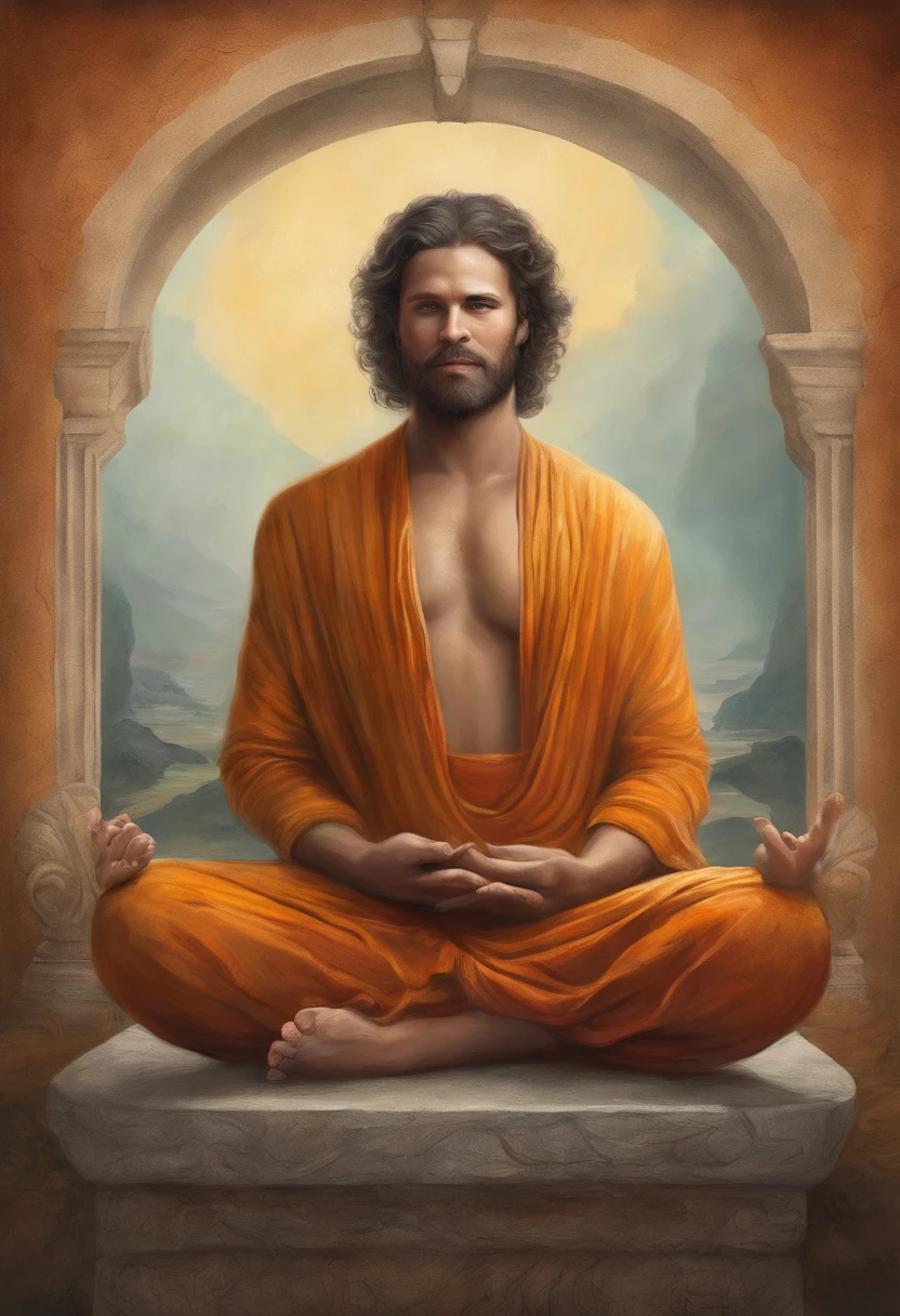 homem E MULHER, sitting in a meditation position, yoga, diante de um orisonte lindo, com o sol se pondo, in connection with the divine, Directed by: Drew Tucker, Directed by: Adam Marczyński, Directed by: Alexandre Kucharsky, Directed by: Gavin Nolan, Surrealismo 8K, Directed by: Jason Felix, Yuri Shwedoff e Tom Bagshaw, arte ilustrativa, Estilo Erik Johansson