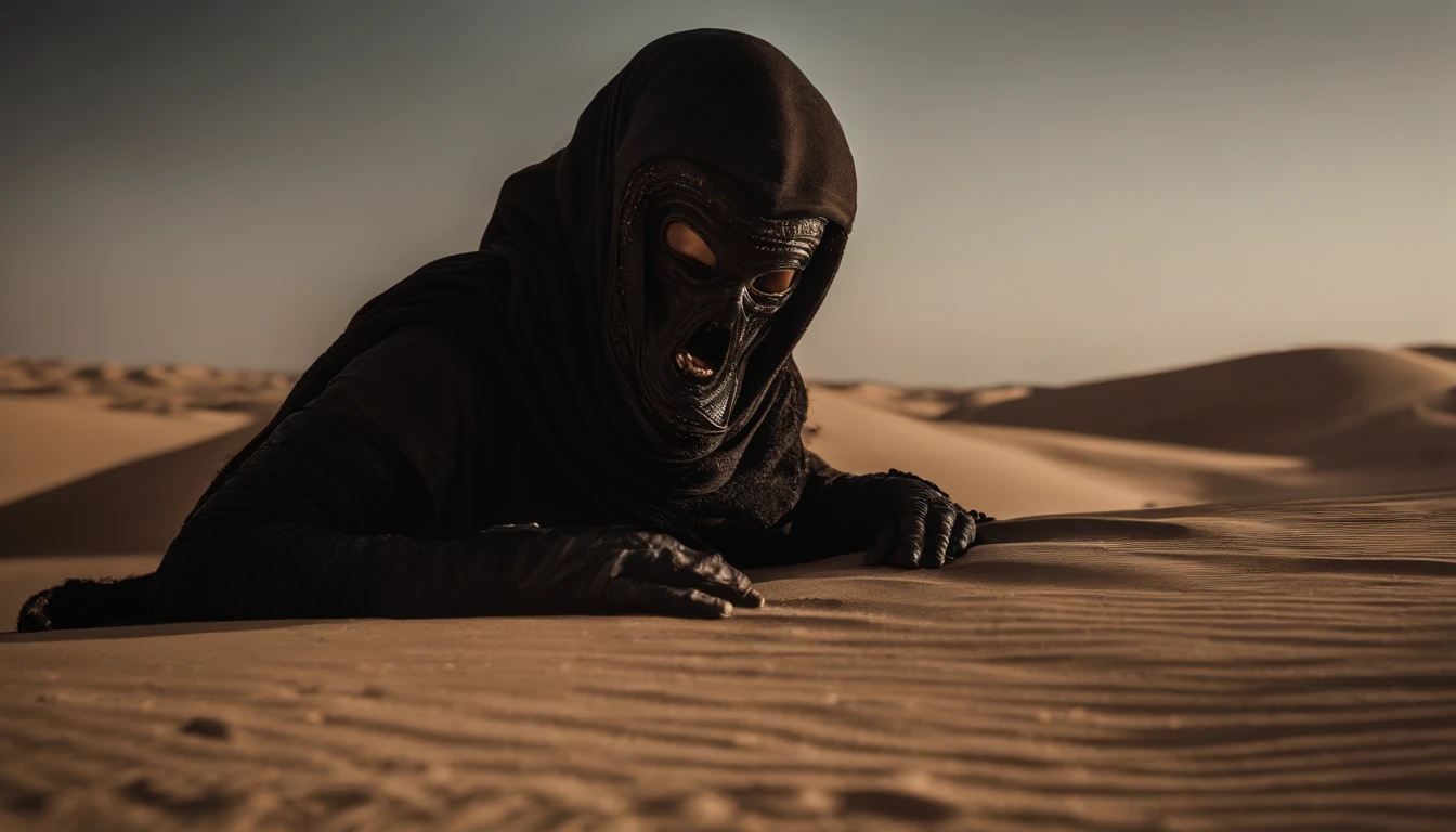 The art of horror drama, Alien universe, Stellar Gothic horror,Barren desert,Arabic style