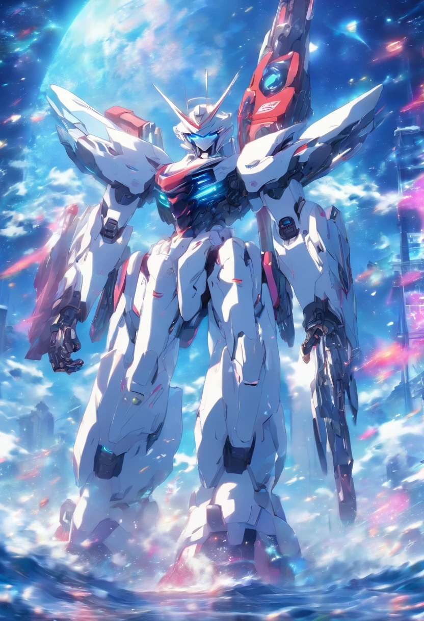 the white robot character stands next to him, in the style of nightcore, transfixing marine scenes, angura kei, precision engineering --ar 5:8