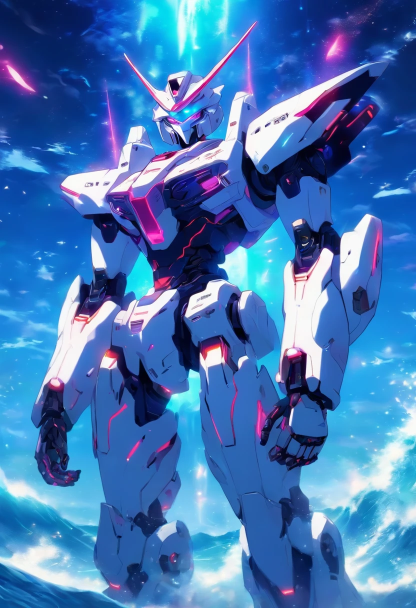 the white robot character stands next to him, in the style of nightcore, transfixing marine scenes, angura kei, precision engineering --ar 5:8