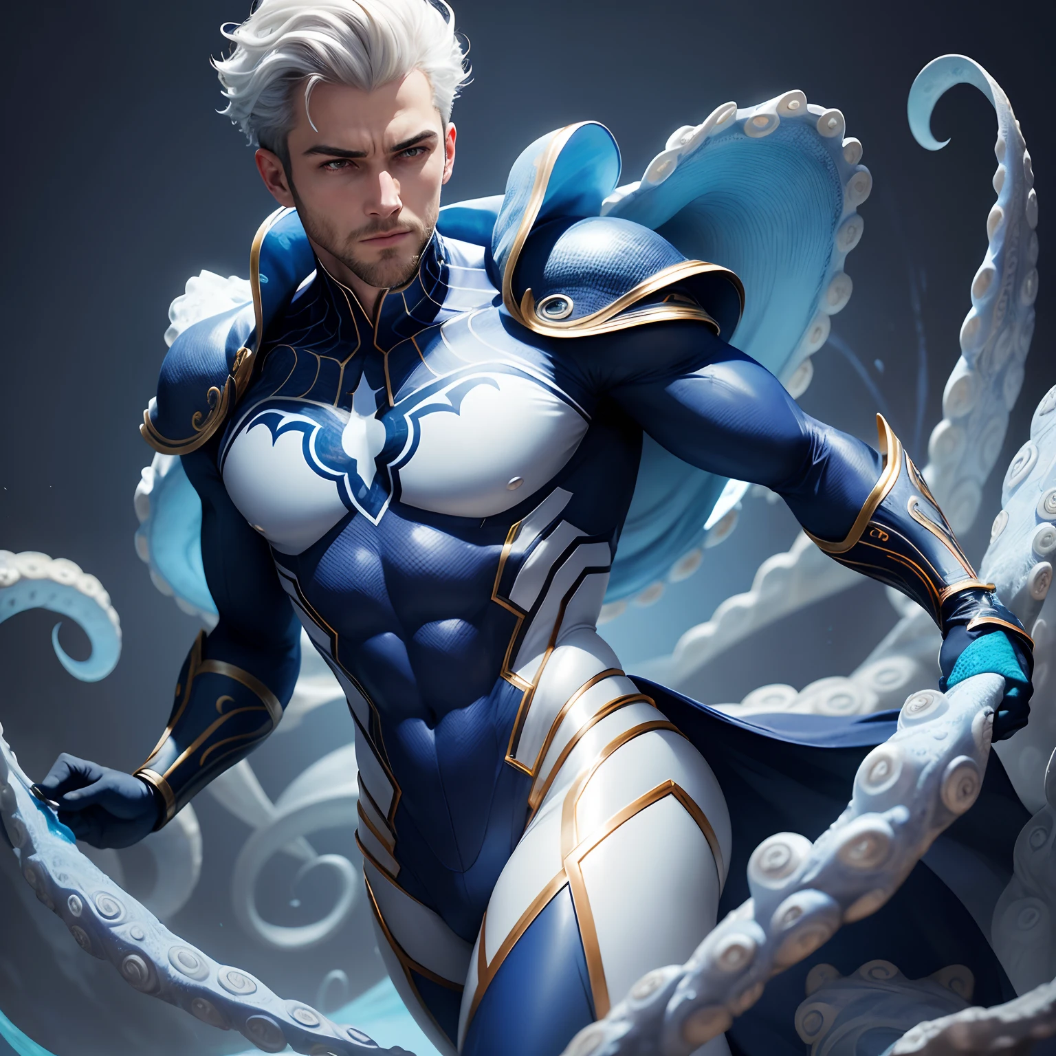SeaArt Robot
Txt2Img
Pattern
23:11:28
Create a realistic 8k HD Ultra image of a Marvel character in a costume inspired by the Spider-Man costume only that this superhero would have the costume inspired by an octopus, ele seria o homem polvo, com seu traje em tons de branco azul Ciano azul claro e azul escuro seu traje tem um lindo perfeito e detalhado ,Details with octopus tentacles, ventosas ,no estilo Homem-Aranha do aranhaverso,costume design inspiration of the superhero costume is an octopus.