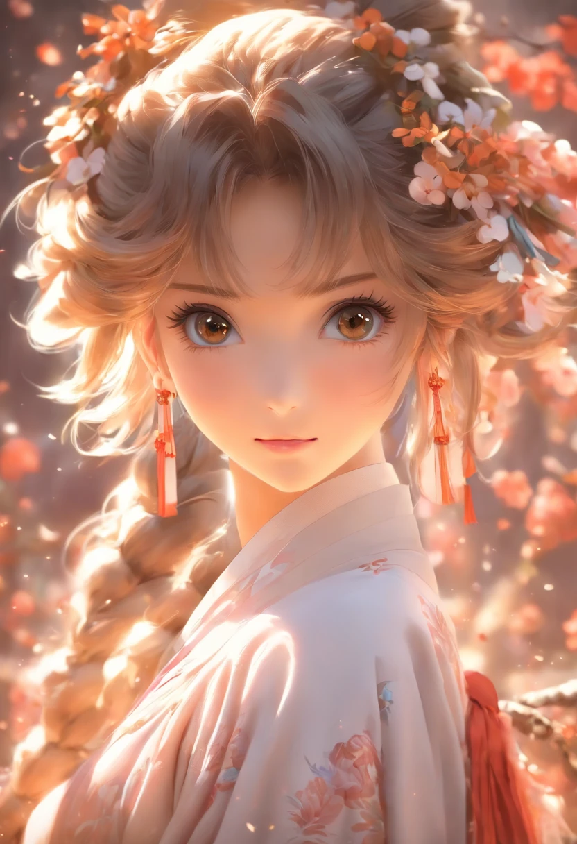 masterpiece,high quality,high-definition,extremely detailed,1girl, detailed eyes, detailed face, upper body, breast,brown eyes,hanfu,white dress,