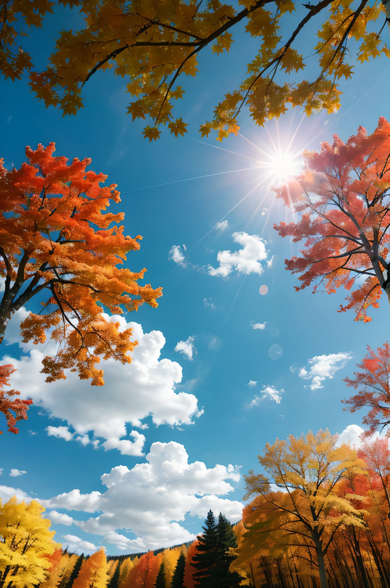 The scenery in autumn is so colorful。The maple leaf turned fiery red、Orange-yellow and gold¥¥,Like a brilliant brush painted on the leaves。Walk in the maple forest,It's like you're in a dreamy world of color。
Except for the maple leaf,There are other leaves of various colors in autumn,Like the gold of poplars¥¥and the pale green of willow。When the breeze blows gently through the trees,The leaves flutter in the wind,Like a genie in a dance,It gives a peaceful and elegant feeling。
Additionally,The autumn sky is also particularly beautiful。The blue sky seems to be even bluer,The sun shines through the clouds on the earth,It gives a warm feeling。If you look up at the sky,You may see a few white clouds drifting by,It adds a touch of softness to the whole view。