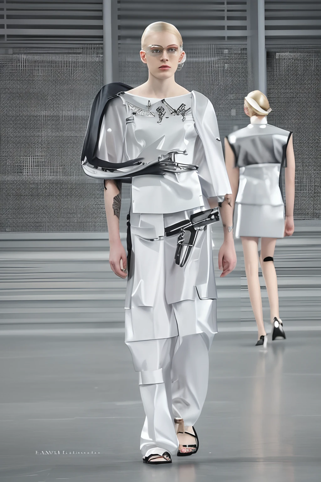 pale skin, roupas pretas, metal parts, estilo do modelo, Ciber