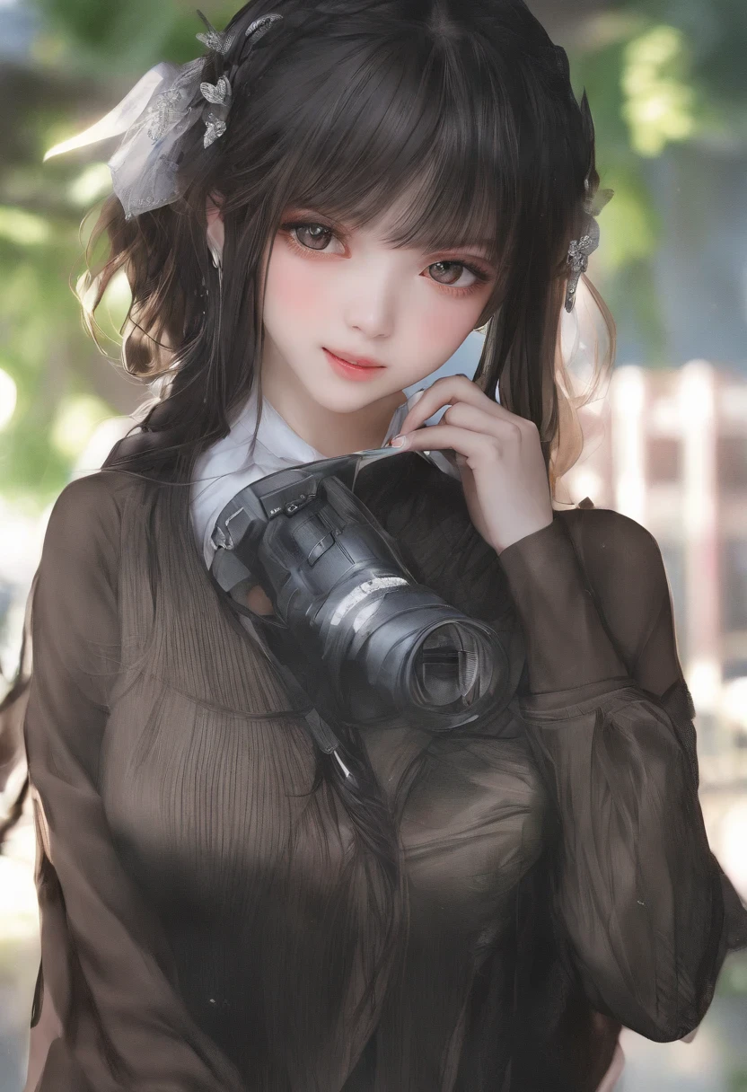 (ultra-realistic realism)、(illustratio)、(A high resolution)、(8K)、(The is very detailed)、(Best Illustration)、(Beautifully detailed eyes)、(top-quality)、(ultra - detailed)、(tmasterpiece)、(the wallpaper)、(A detailed face)、独奏、1 girl in、looking at viewert、finedetail、A detailed face、in the darkness nigth、deep shading、low tune、pureerosfaceace_V1、A smile、Long、Black shawl straight hair、46-point diagonal bangs, (swim wears)(Rounded chest)The view of the castle、、Stand against the wall