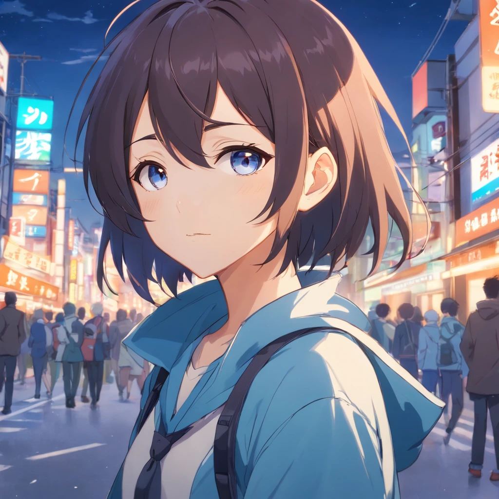 anime com cabelo preto e olhos azuis sentado, anime moe artstyle, menino, 2 d estilo anime, jovem homem de anime, personagem estilo anime, em estilo anime, anime estilizado, sombreamento estilo anime plano, estilo anime masculino, retrato estilo anime, cara de anime alto com olhos azuis, estilo anime plano, em estilo anime, arte anime de alta qualidade, Olhando para o ceu de costa