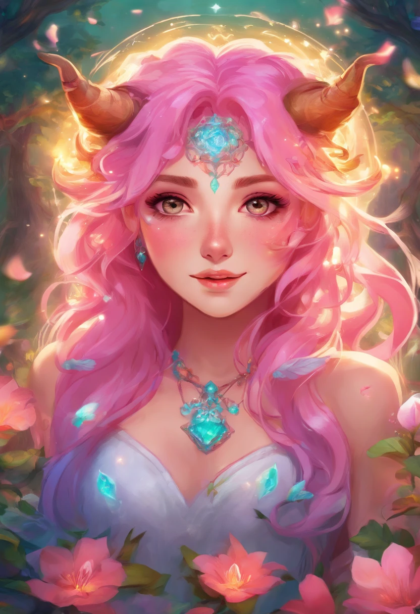 (a pink-haired demon woman,spells:1.1,glowing:1.1)(illustration)(best quality,ultra-detailed,realistic:1.37),demonic witch(demonic:1.1)(magic:1.1)(forest)(dark and mysterious,ominous atmosphere),casting powerful spells,creating magical energy(magic:1.1),vibrant pink hair(swirling pink hair)(flowing pink hair),horns(devil horns:1.1),piercing red eyes,enchanted scepter(magical scepter),elaborate dark robe,glowing magical sigils,fiery embers swirling(magical embers:1.1)(glowing embers),magical aura(glowing aura),eerie shadows,otherworldly presence(presence),sinister smile,nightfall in the background(dark night:1.1)(moonlit forest),lush and dense foliage(twisted trees)(mystical plants:1.1),mystical particles(swirling particles)(floating particles),ethereal glow(ethereal:1.1)(soft glow),faint moonlight breaking through the trees,haunting and captivating(scary atmosphere),bewitching beauty,wide range of colors(vivid colors)(contrasting colors),mystical realm,impressive details,dynamic composition,mesmerizing artwork,photorealistic style(picasso style),impressive shading and lighting,explosive energy,magical atmosphere(fantasy atmosphere),dreamlike scene