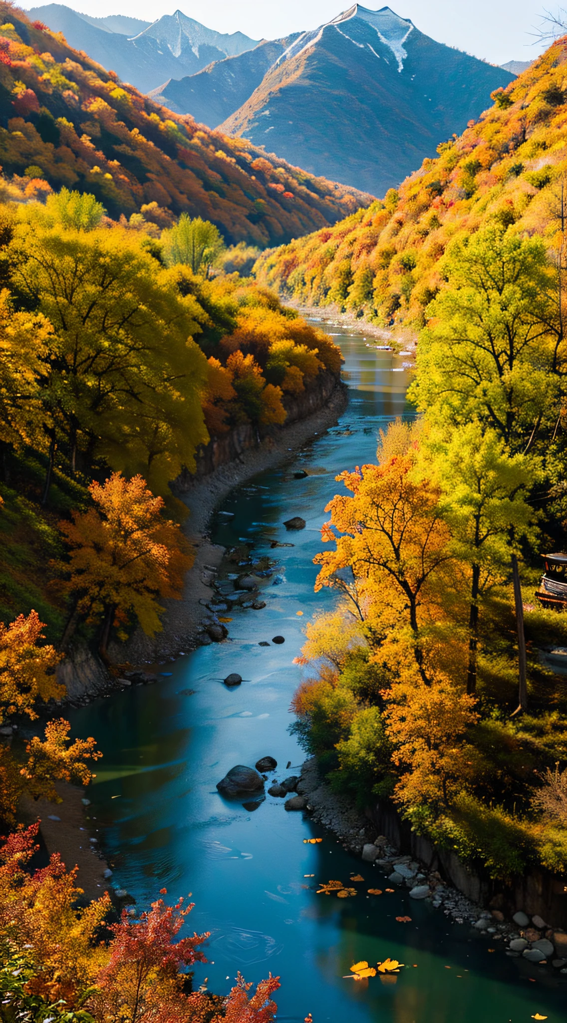 China's great rivers and mountains，autumnal，falling leaf