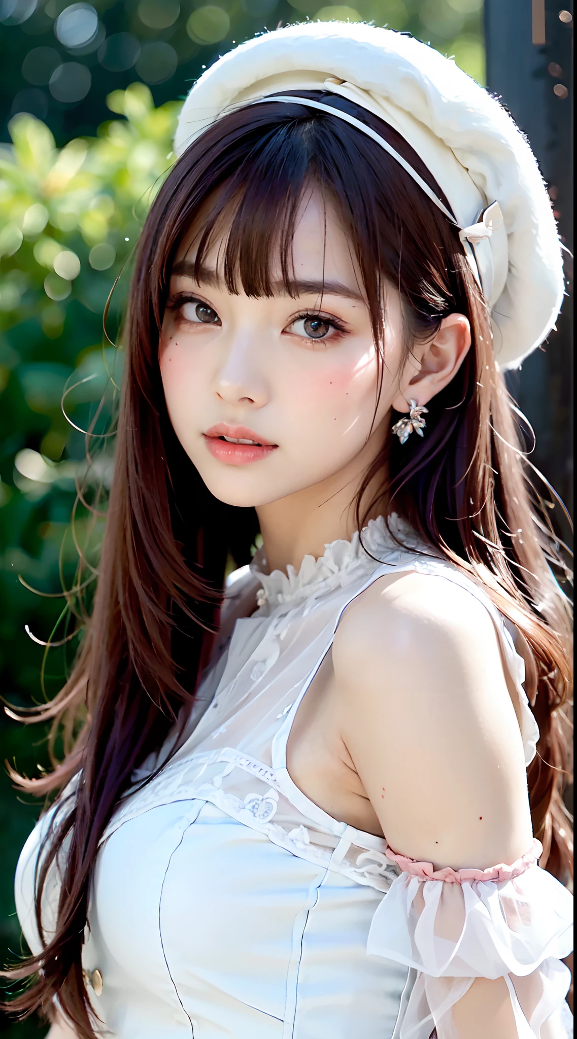 "Best quality, high details, (supernatural:1.4), full body, exquisite facial features, perfect face with flowers, glowing skin, hair accessory, off-shoulder, spring, flower field."