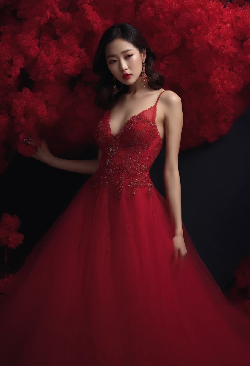 South Korean beauties,Hot figure,Makes people's blood pump,Rounded chest,Covered in transparent tulle,No underwear looms