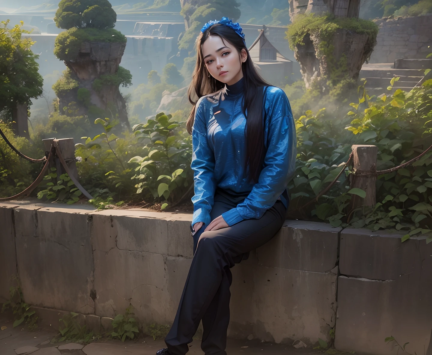 The face should not change, the same face should turn blue, the face should look natural from top to bottom.Clothes should not cover the body,sexi image