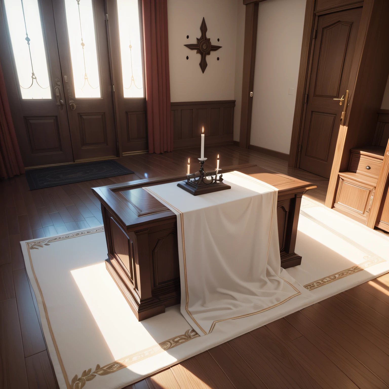 home altar design for the living room with Altar Cloth