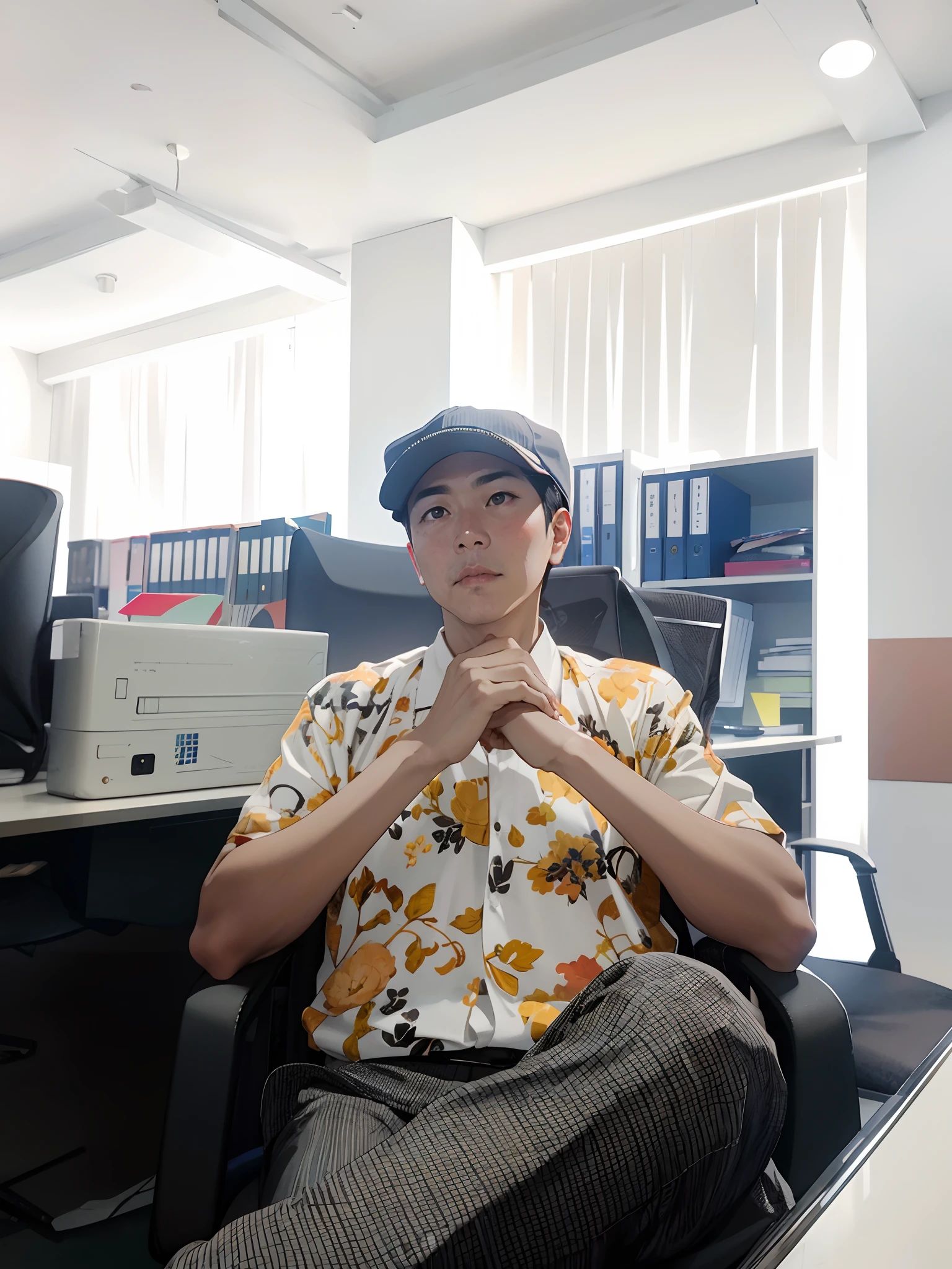 there is a man sitting in a chair in an office, in office, sitting in office, in the office, taken with canon 8 0 d, photo portrait, phong yintion j - jiang geping, thawan duchanee, huifeng huang, taken with sony alpha 9, shot on nikon d 3 2 0 0, xintong chen, ceo