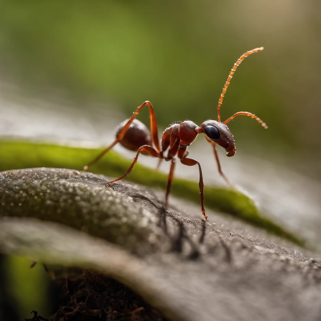 an ant on the top of mushrooom