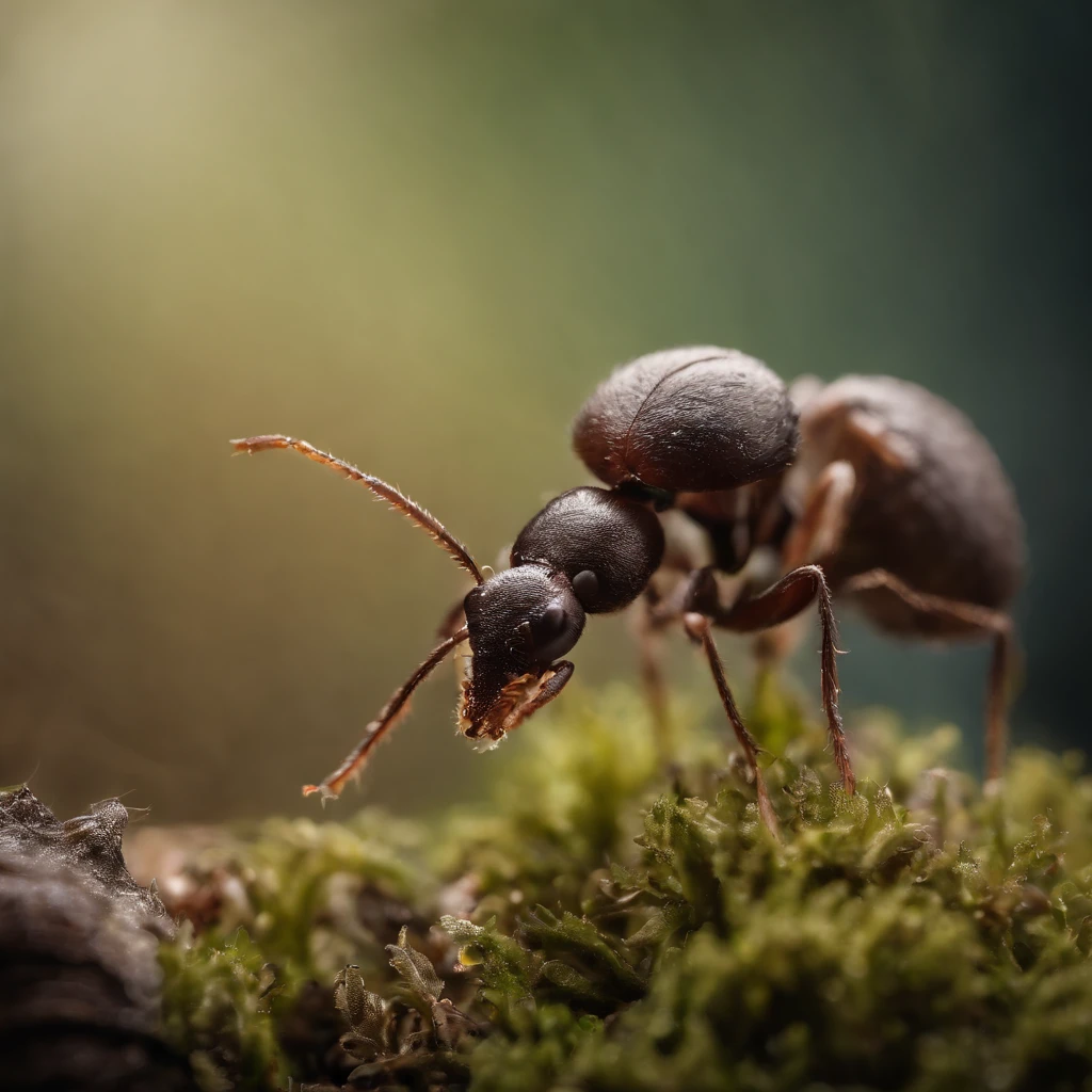 an ant on the top of mushrooom