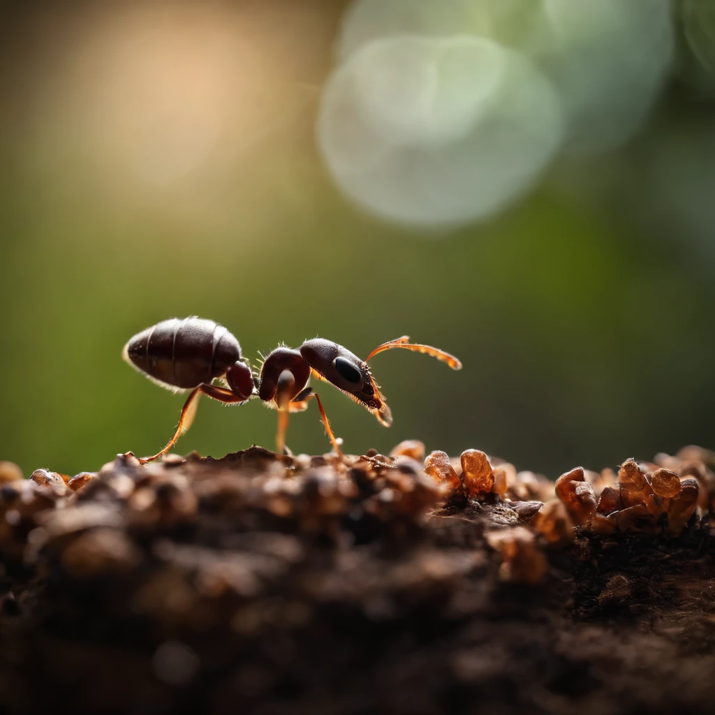 an ant on the top of mushrooom