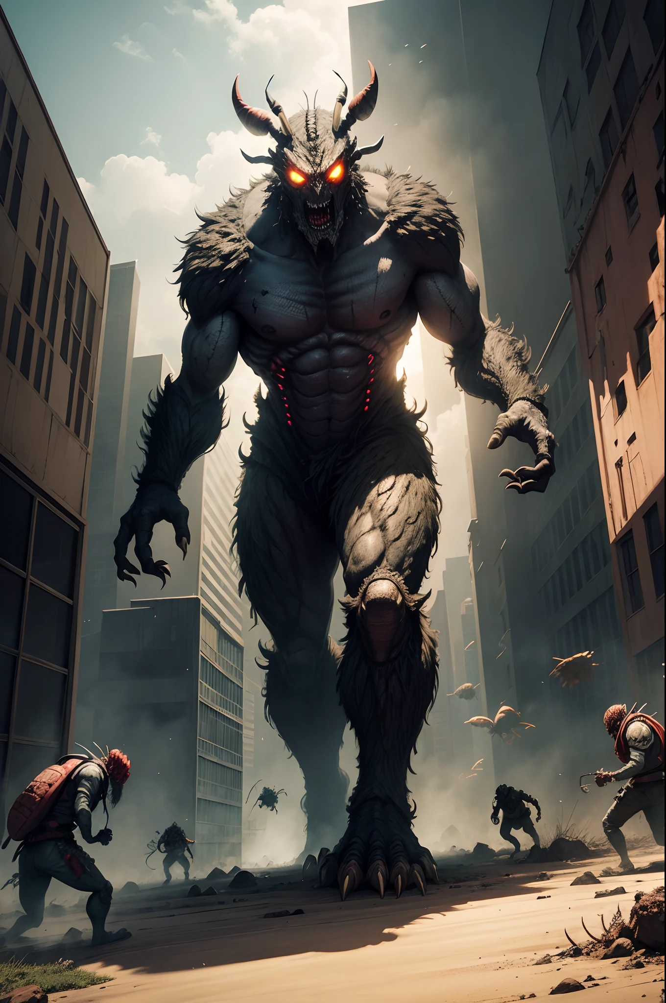 Giant monster,insects,Zombies create attack states for the background