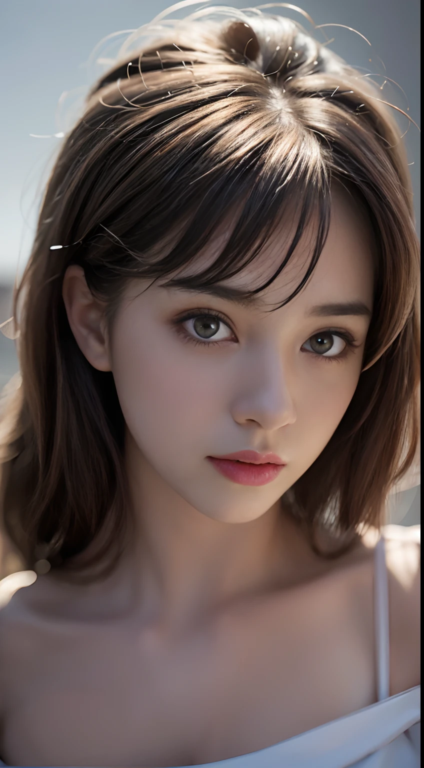 Best quality, masterpiece, ultra high res, (photorealistic:1.4), raw photo, 1girl, offshoulder, in the dark, deep shadow, low key, cold light
