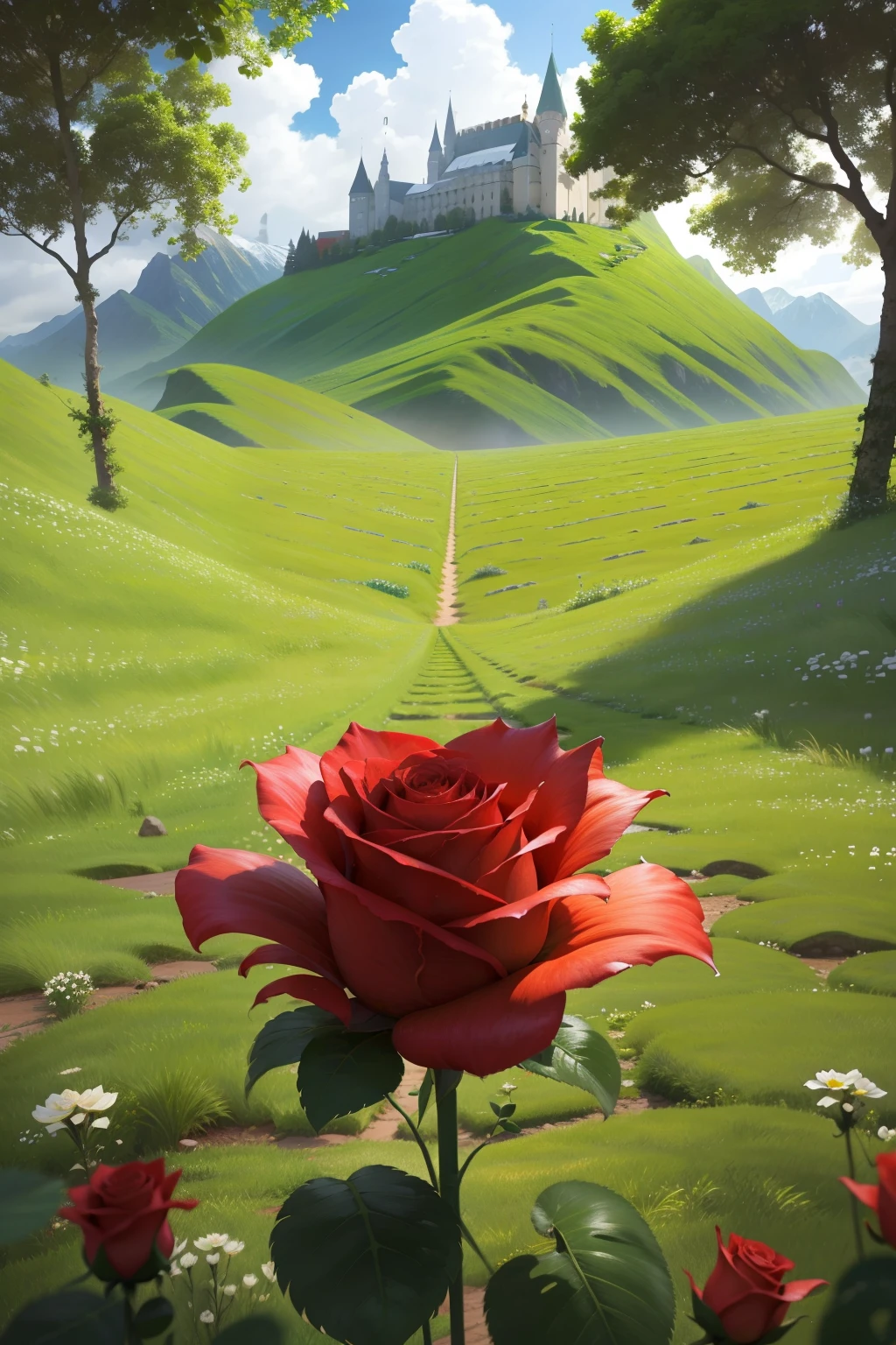 Rose flower，first person perspective, ccurate, A high resolution