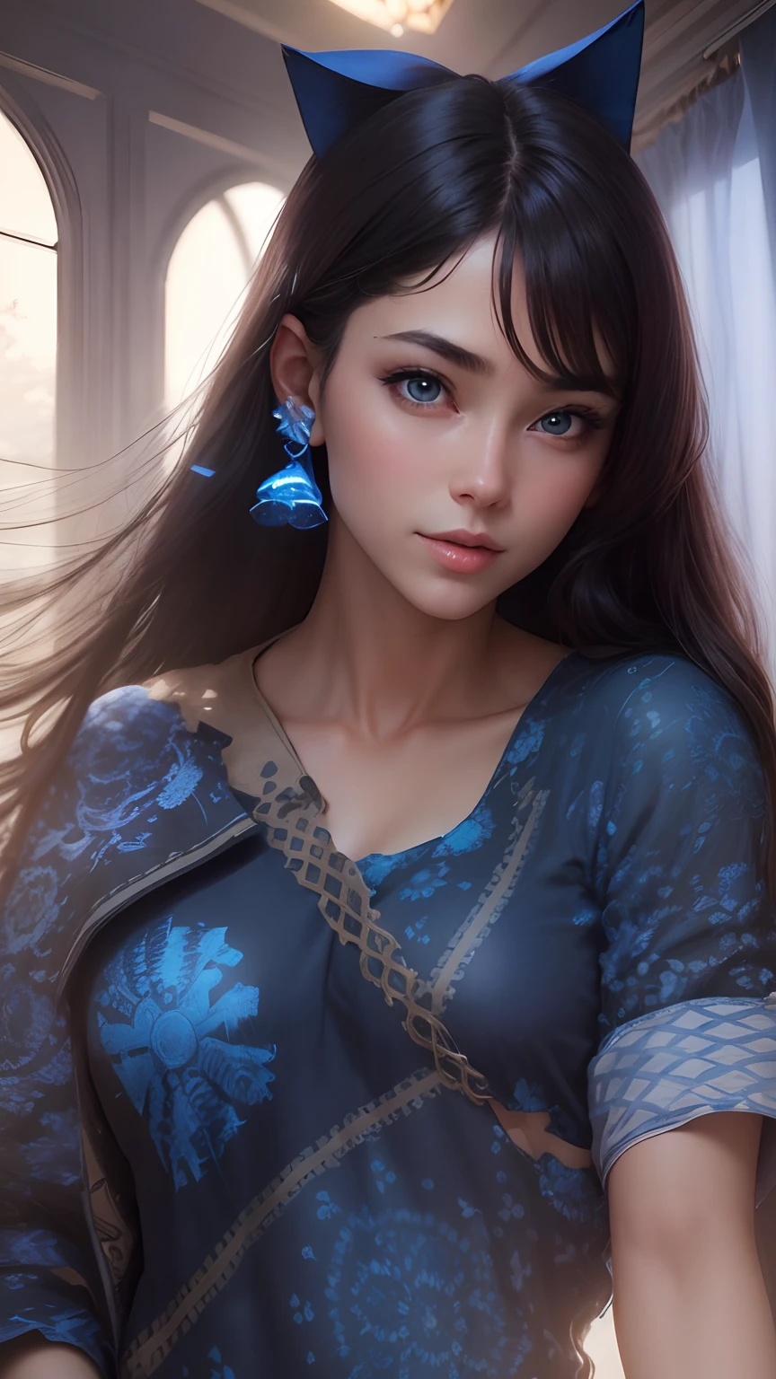 The face should not change, the same face should turn blue, the face should look natural from top to bottom.Clothes should not cover the body,sexi image