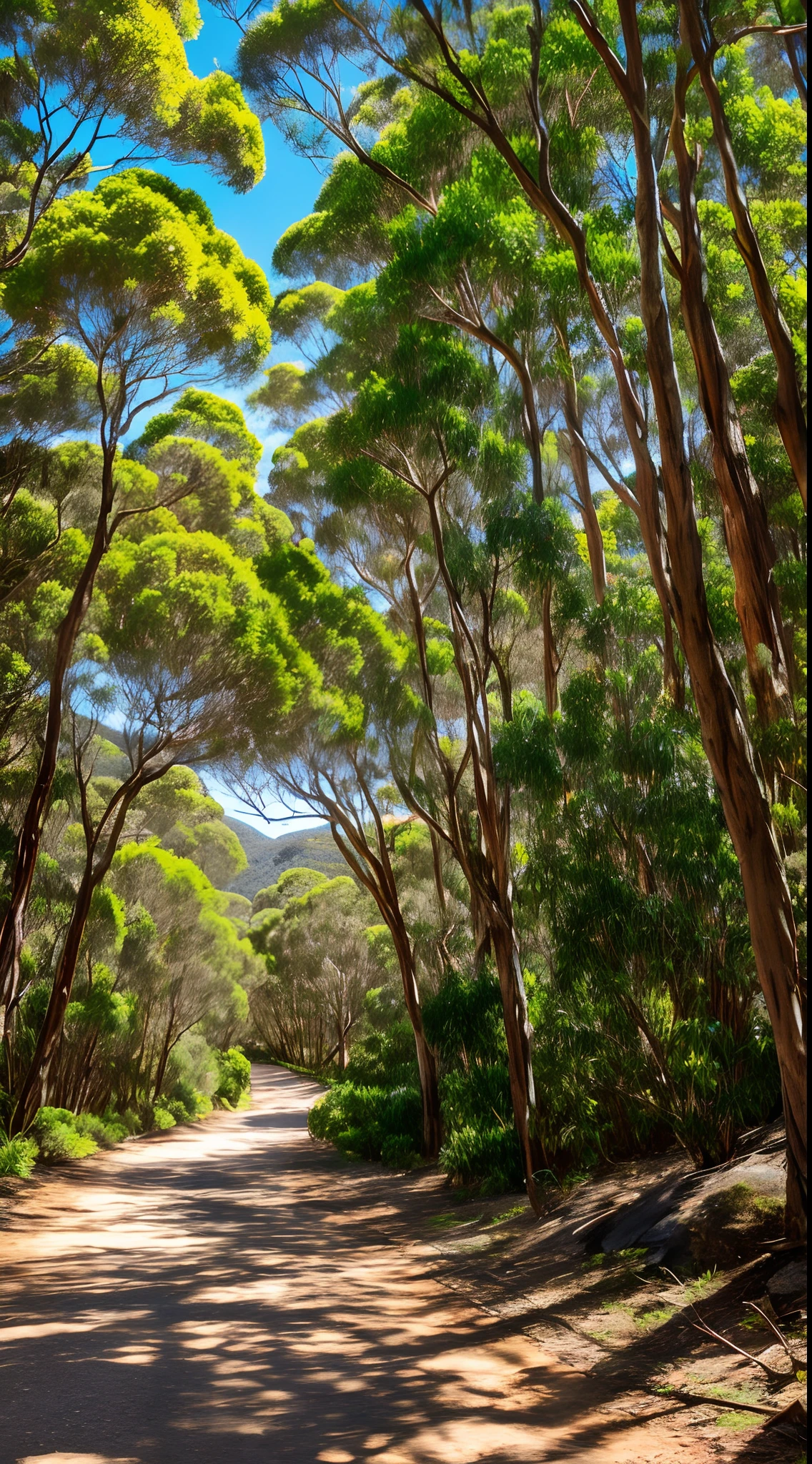 Blue Mountain view, Katoomba, australian bush, Sunny, paredes rochosas, eucalyptus, hdr, photograph realistic
