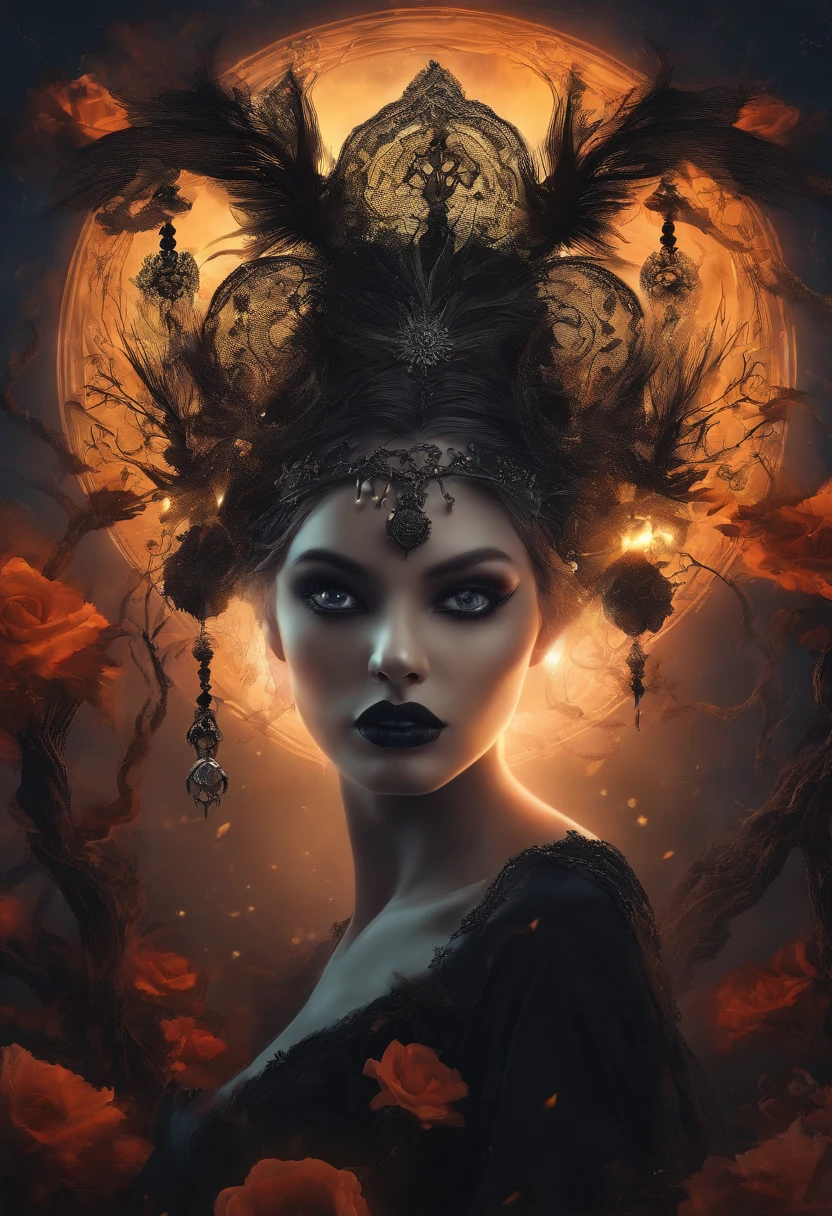 The prompt for the first theme "the goddess of Halloween" can be as follows:
"the goddess of Halloween,beautiful detailed eyes,beautiful detailed lips,extremely detailed face, long eyelashes,ethereal beauty,dark enchantress,vibrant colors,hauntingly beautiful,flowing black hair,ghostly pale skin,elaborate crown of black roses,lurking shadows,mystical aura,moonlit night,whimsical background,ethereal presence,gothic theme,photorealistic,horrifyingly beautiful,supernatural essence,highres:1.2,hauntingly detailed,HDR,spooky aesthetic"
Please note that this is just one possible version of the prompt. You can customize it further or add additional details if needed.