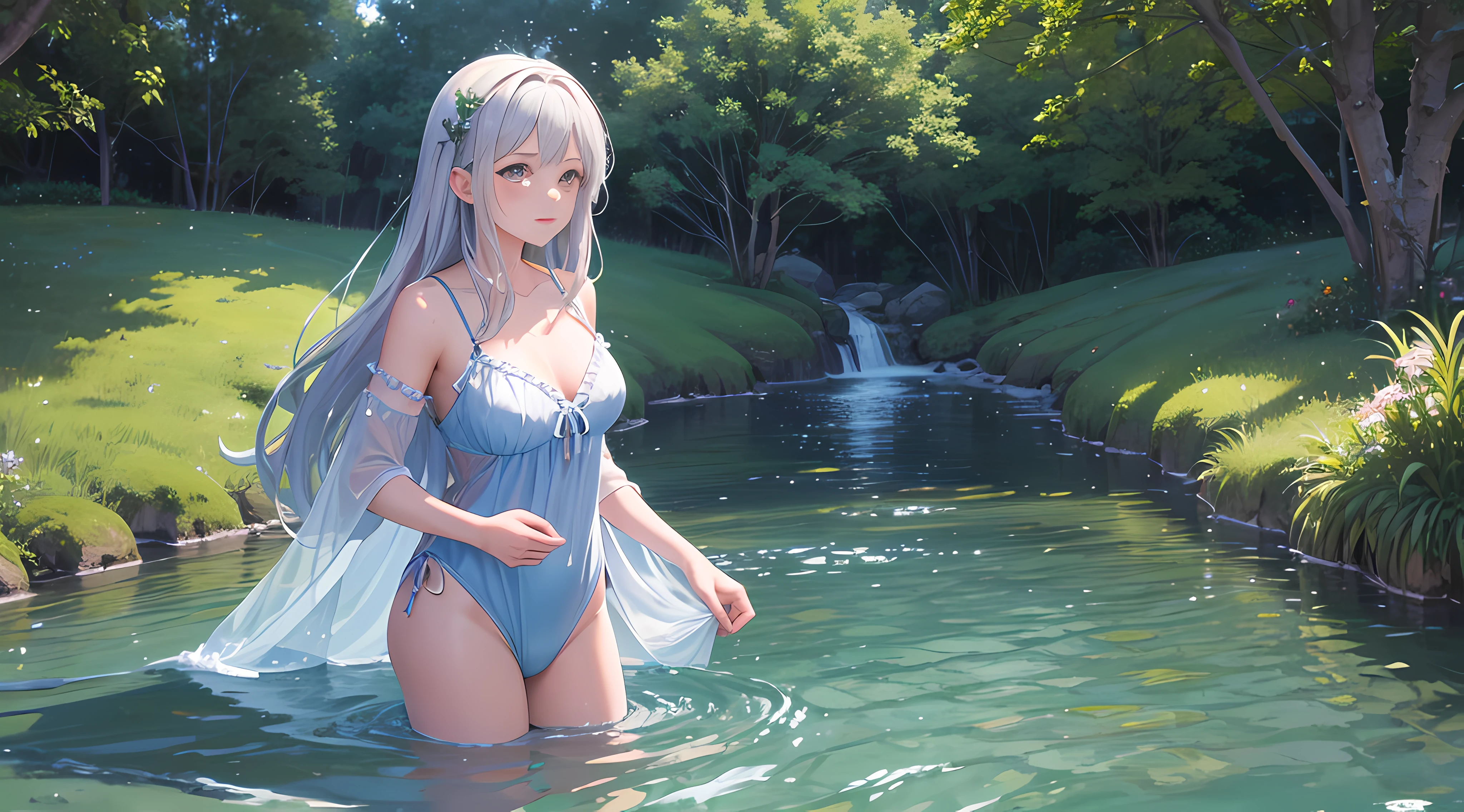 rivulets,The maiden floats on the water,