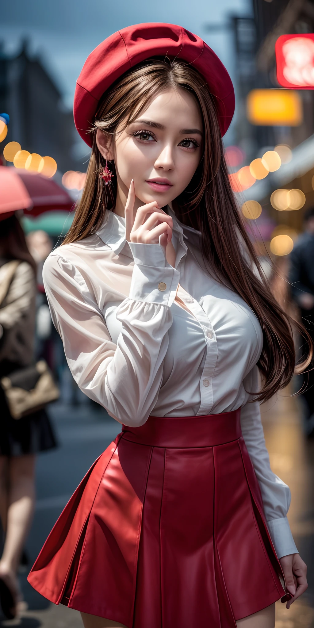 Make to a realistic UHD 8K with same makeups like example image