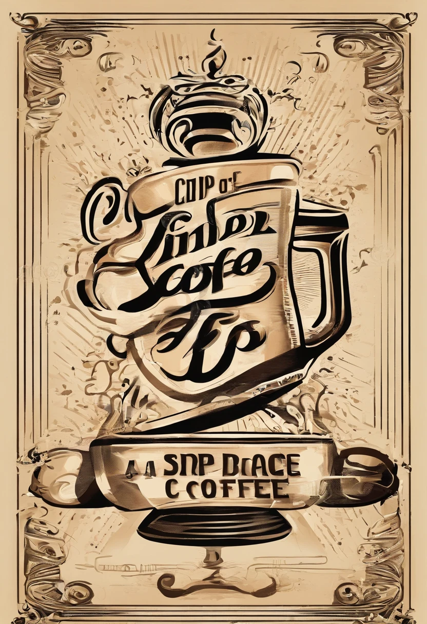 Slogan para camiseta "a sip of coffee" with eye-catching italic text and coffee cup clipart