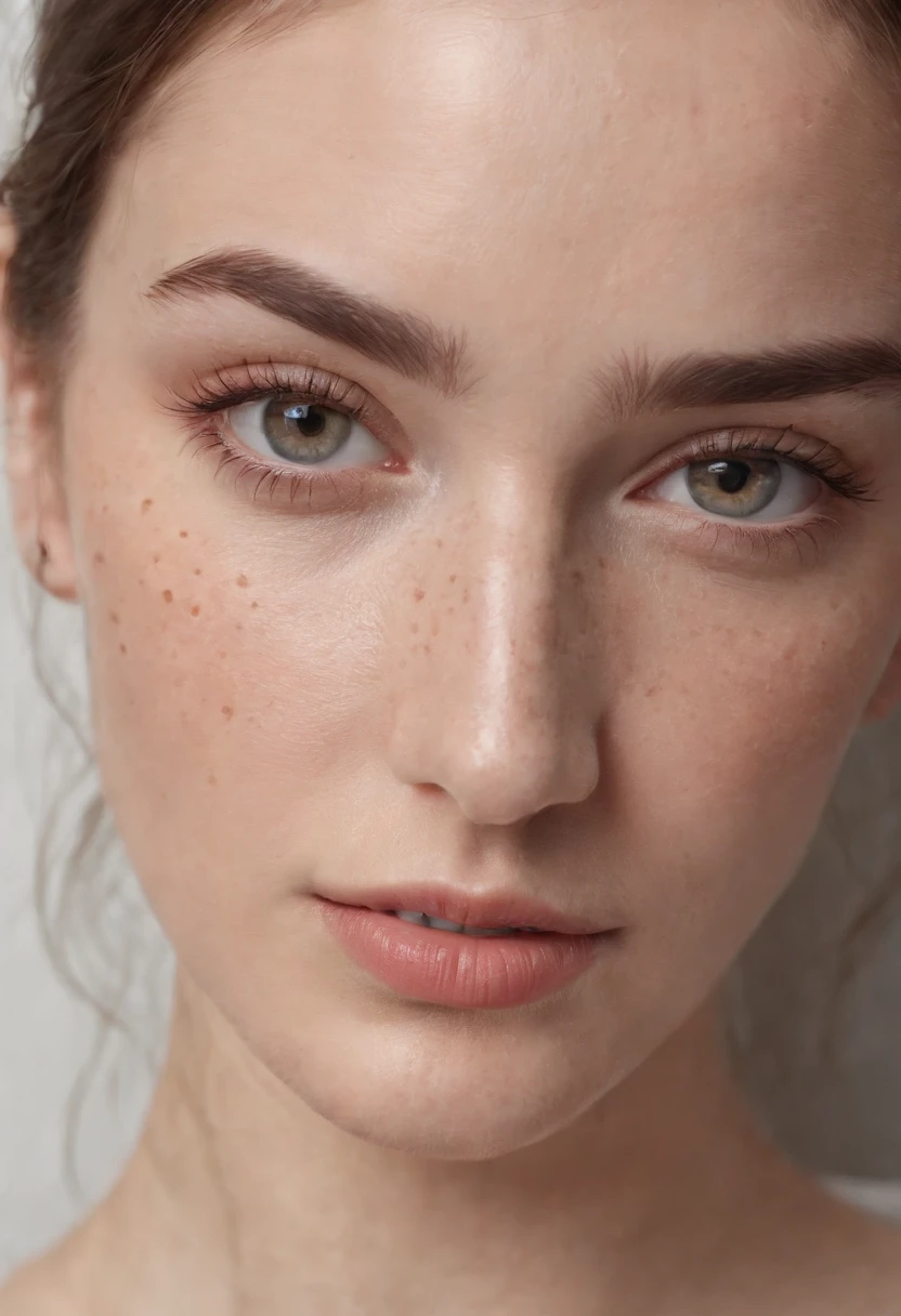 There is a close-up of a woman's face and freckled eyes, ultrarealistic oil painting, ultrarealistic oil painting, ultrarealistic oil painting, Hyper-realistic painting, ultrarealistic oil painting, Detailed realistic painting, ultrarealistic oil painting, 8k ultra-realistic， High detail Depth of field，full bodyesbian （8k，RAW photos，best qualtiy，tmasterpiece：1.2） Ultra-realistic up close ,Lifelike texture, Dramatic lighting , cine still 800,